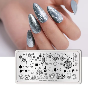 

BORN PRETTY Christmas Nail Stamping Plate Stainless steel Template Snowflake Santa Claus Pattern Image Stamp Stencil Tools