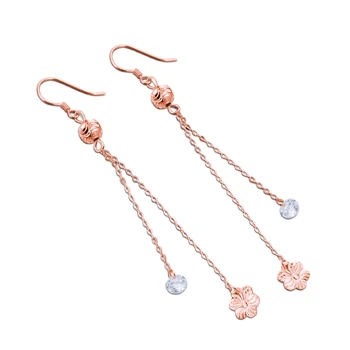 

Korean Style Long Chain Hanging Flowers Zircon Earrings for Women Dangling Earrings Geometric Cute Long Jewelry