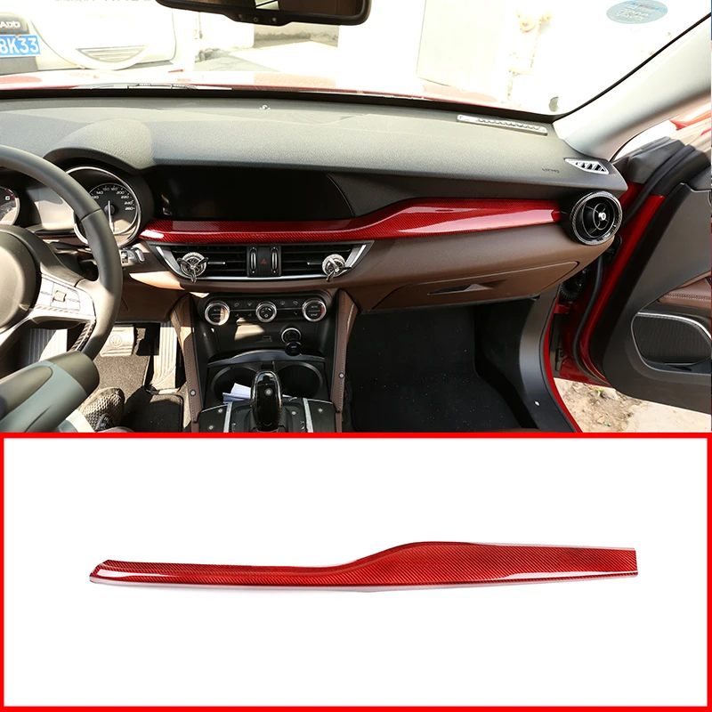Красное Настоящее углеродное волокно для Alfa Romeo Stelvio 2017 2018 2019 украшения приборной