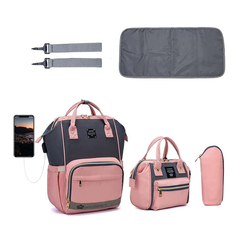 

LEQUEEN Fashion Diaper Bag New Nappy Bag Handbag Multifunctional Designer Nursing Bag for Baby Care Three-piece Travel Backpack
