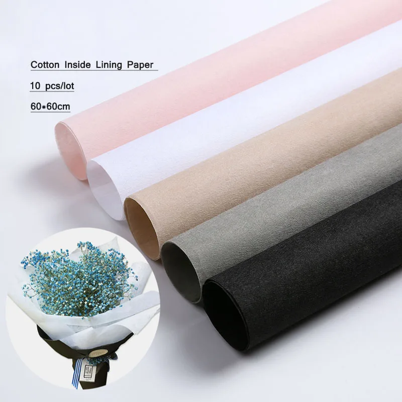

Flower Wrapping Tissue Paper Cotton Inside Lining Craft Paper 60*60cm Wedding Christmas Day Deco Florist Supplies 10pcs