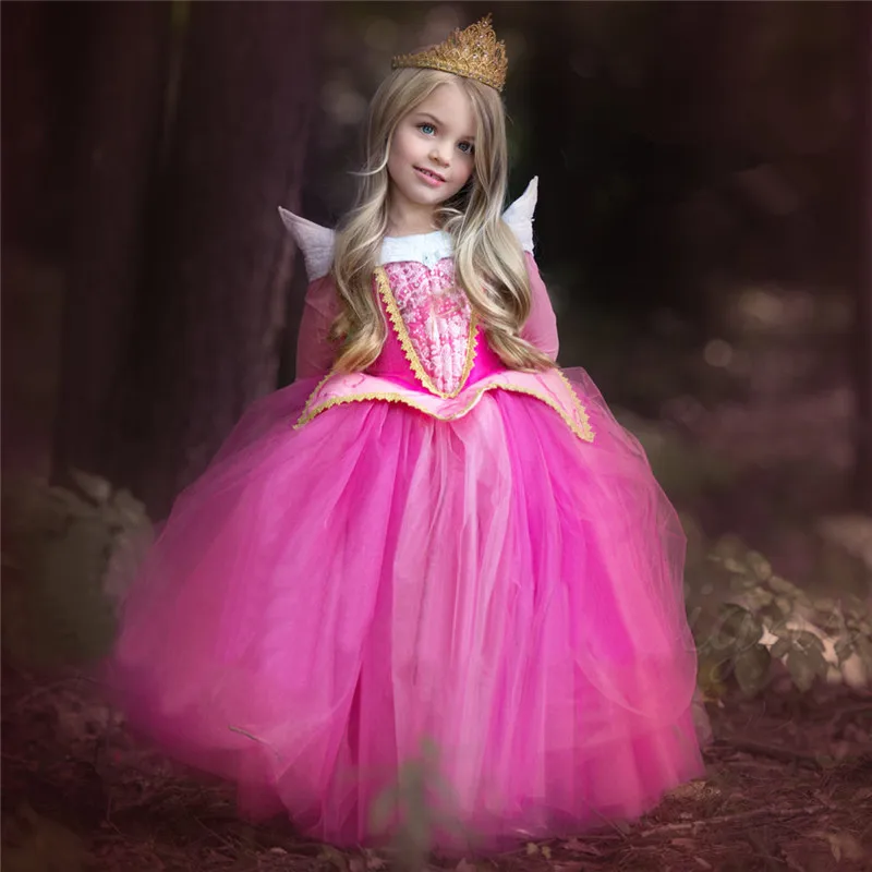 Сказочное рождественское платье для девочек; карнавальный костюм принцессы Белль; Детские платья для девочек; платье Спящей красавицы; платье для Хэллоуина