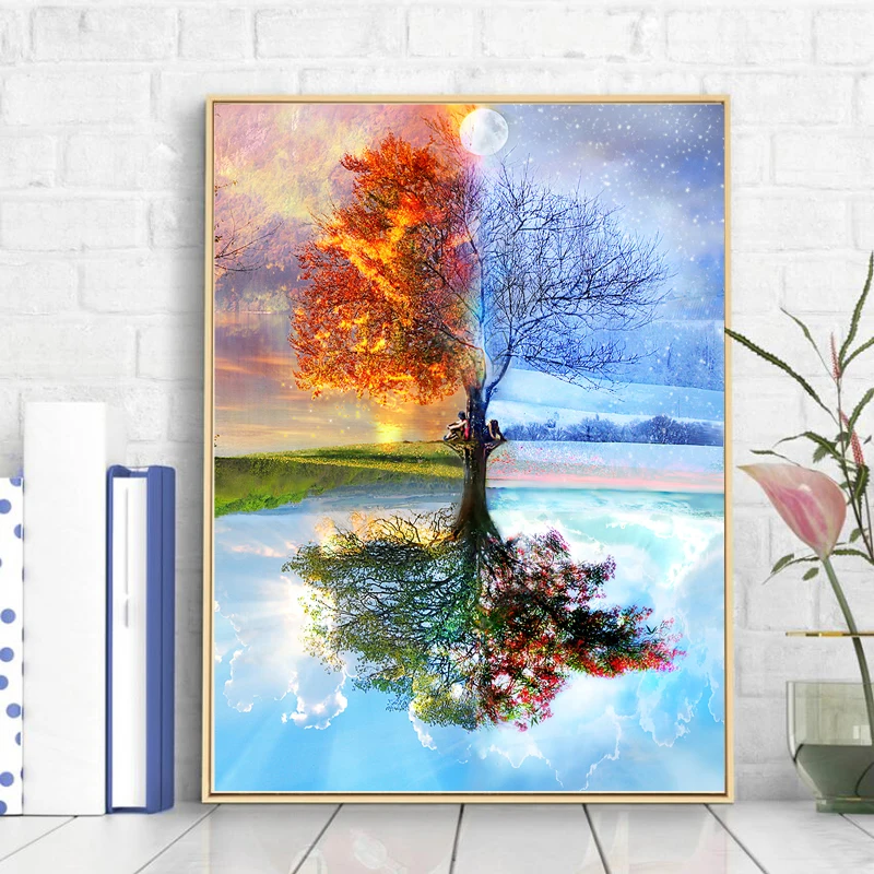 40x50cm Beautiful Flower Tree Diy Painting By Number Hand Painted Natural Scenery Painting Art Gift Framed Diy Pictures Painting Calligraphy Aliexpress