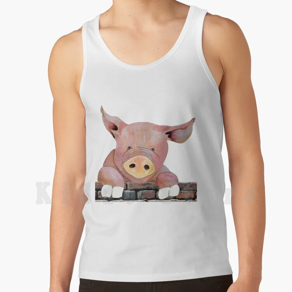 Nosey Pig Tank Tops Vest 100% Cotton Pig Farmyard Original Nosey Pig Pink Pig Animal Piggy Snout Trotter Porky Bacon