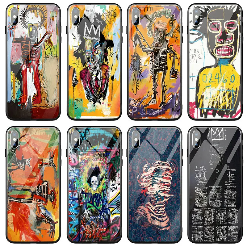 Jean Michel Basquiat Art Tempered Glass Phone Cases Cover for iPhone 5