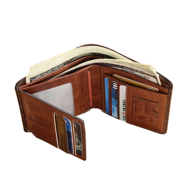 Men's Wallet Genuine Leather RFID Blocking Anti-theft Retro Vertical Business Credit Card ID Holder Purse Men | Багаж и сумки