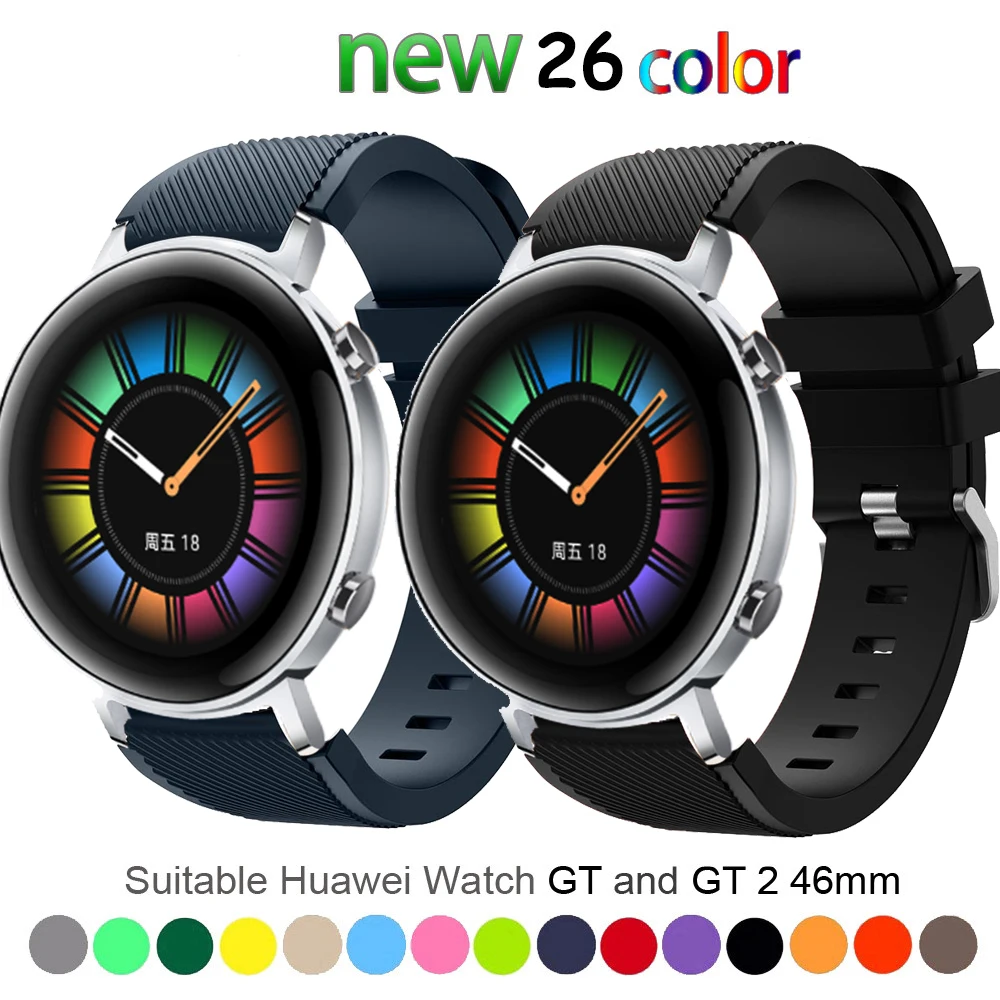 Ремешок силиконовый для Huawei watch gt 2 сменный Браслет наручных часов gt2 46 мм 22 44 40