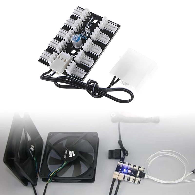 10-Way 3-Pin PWM Fan хаб ПК Хост Процессор игра водяное охлаждение сплиттер адаптер чехол