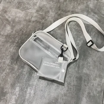 

Causual PVC Transparent Clear Woman Crossbody Bags Shoulder Bag Handbag Jelly Small Phone Bags with Card Holder Wide Straps Flap