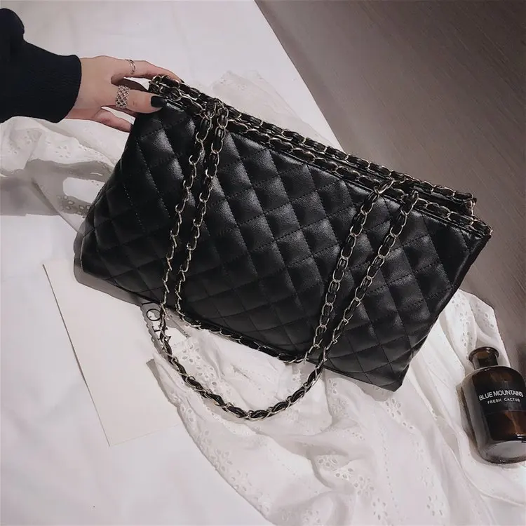 

2018 Autumn And Winter New Style Rhombus Chain Bag Europe And America Fashion Chain Handbag Casual Large-Volume Shoulder Bag