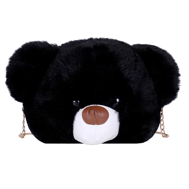 

Autumn and Winter Ins Small Bag Female 2019 New Korean Messenger Bag Fur Chain Bag Bear Head Bag luis vuiton