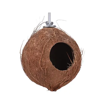 

New Coconut Shell Bird Nesting House With Hanging Lanyard Bird Cage Nest Hideaway Swing Chew Toy for Small Birds Parrots Parakee