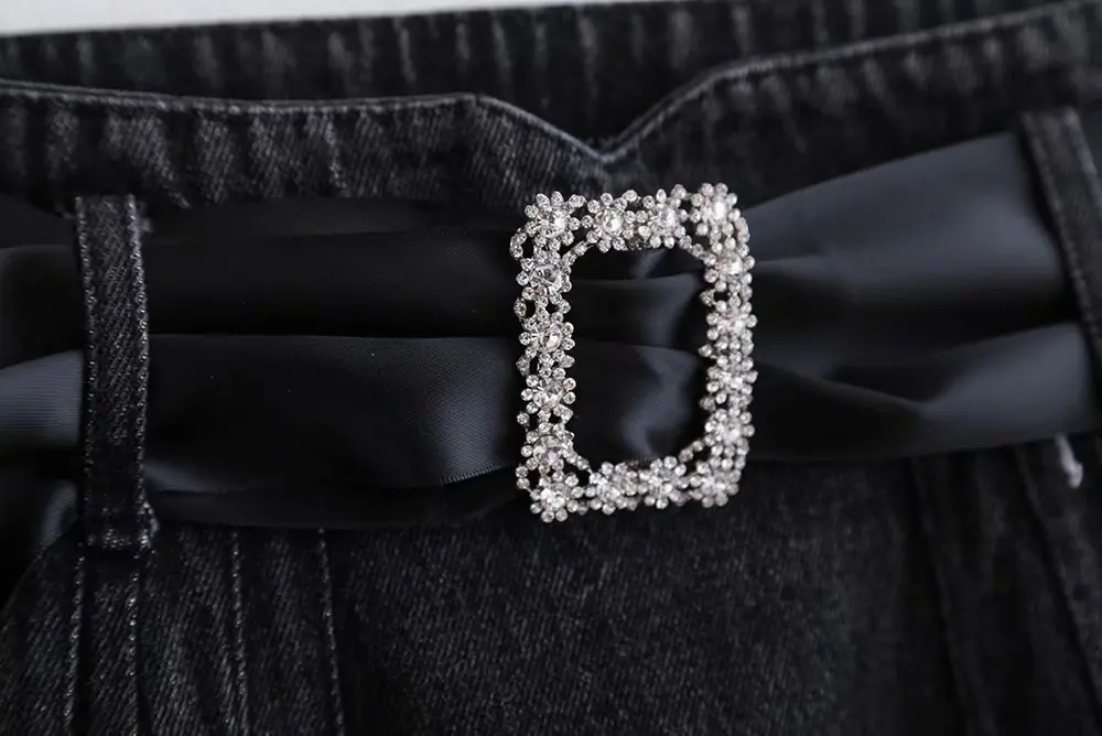 Ювелирный Джинсовый пояс юбки с высокой талией черные джинсовые юбки трапециевидной формы мини faldas saia high Street Европейская мода