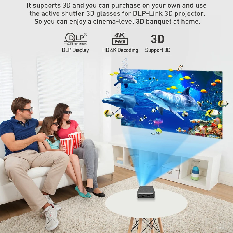 Smartldea Real 3D Mini Projector HD Android9.0 5G WiFi Handheld 4K Proyector 5000mAh battery BT5.0 Personal Home Theater Beamer