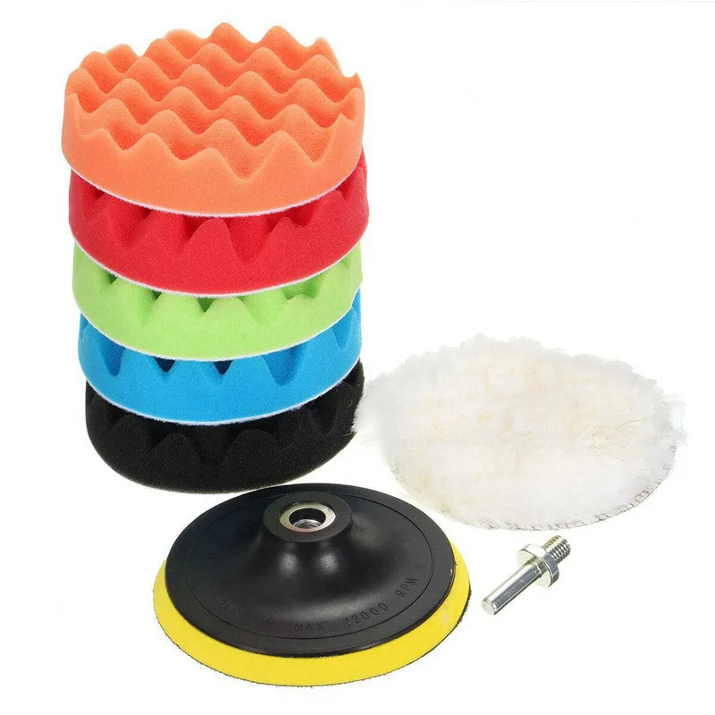 Almofada de Polimento Polegada Set Carro Esponja Polimento Enceramento Barco Polonês Buffer Broca Roda Polidor Ferramenta Remove Arranhões Ferramentas 5 8 Pçs –