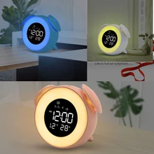 3 цвета цифровой Настольный будильник светодиодный часы для детей настольные часы Натуральный звук Пробуждение часы календарь лобовое украшение