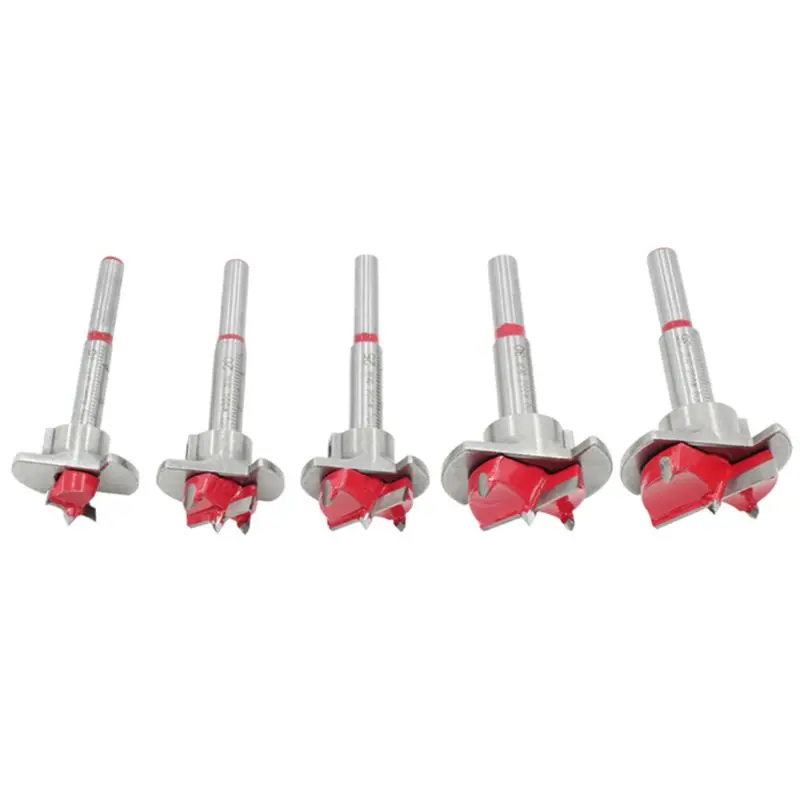 5pcs 15-35mm Adjustable Carbide Drill Bits Hinge Hole Opener Hex Wrench Tipped