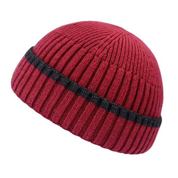 Skullies Beanies, короткая шапка Skullcap, Мужская зимняя шапка, женские зимние шапки для мужчин, шапки, капот, Женская Мягкая вязаная шапка, шапки - Цвет: wine red