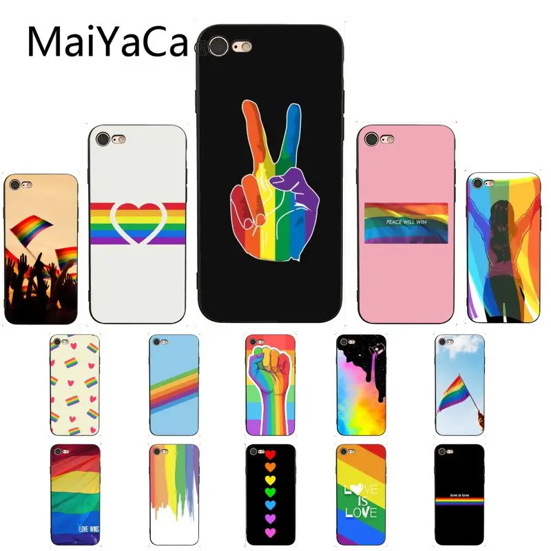 

MaiYaCa Gay Lesbian LGBT Rainbow Pride Pattern TPU Soft Phone Case for iPhone 8 7 6 6S Plus X XS MAX 5 5S SE XR 10 Cases
