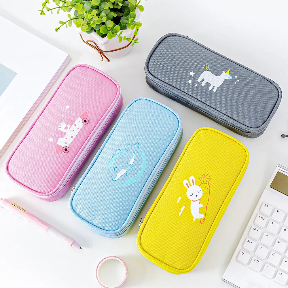 1 Pieces Lytwtw's Kawaii Cute Cartoon Animals Pen Pencil Bag Canvas School Stationary Receive Tools Makeup Pouch Cosmetics Case |