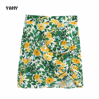 

High waist Summer bodycon Skirt slim sexy Mini Skirt yellow flowers printed Spring skinny Skirts zoravicky Female Skirt Faldas