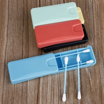 

4pcs/box Reusable Cotton Swab Ear Cleaning Silicone Washable Makeup Swabs Sticks Soft Eye shadow Liner makeup Tools with Mirro
