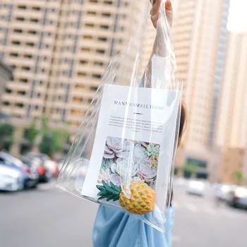 

30*35*7CM pvc Bag Jelly Bag Ins Transparent Plastic Beach Gift Clothing Packaging Shopping Bag