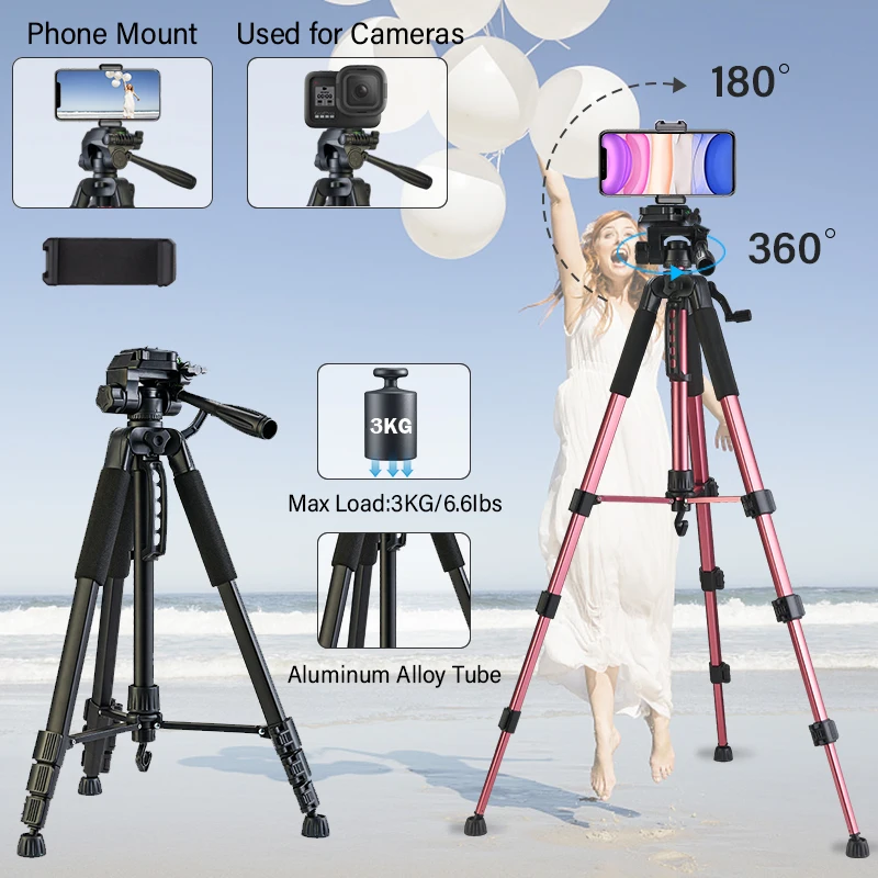 Tripé da Câmera para o Telefone com Bolsa de Transporte Fotografia Telefone Móvel Bluetooth Remoto Vídeo Dslr Canon 180cm - Image 3