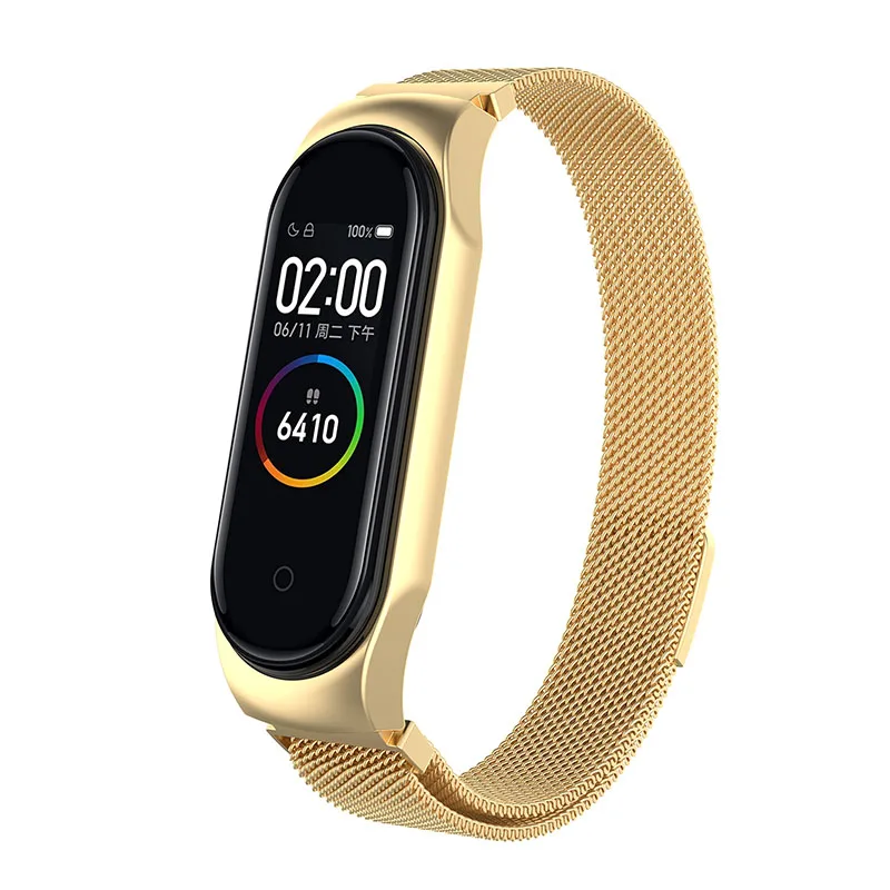 Mi Band 3 4 ремешок на запястье металлический Безвинтовой браслет из нержавеющей стали для Xiaomi mi 4 3 Ремешок Браслет mi Band 4 3 браслеты Pulseira - Цвет: Gold