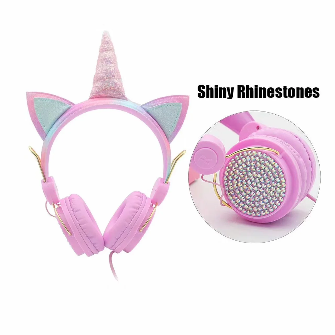 Cute Unicorn Wired Headphone With Microphone Girls Daugther Music Stereo Earphone Computer Mobile Phone Gamer Headset Kids Gift
