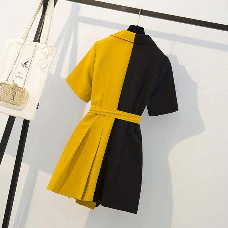 Summer Women's Dress 2021 Patchwork Casual Shirt Mini Party Black Korean Fashion Plus Size Women Clothing Ropa Mujer Verano