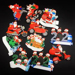 Colgante de resina para decoración de Navidad, 2021, 2022, juguetes artesanales para niños, mascarilla de felicitación con nombre escrito a mano, muñeco de nieve, regalos para Familia