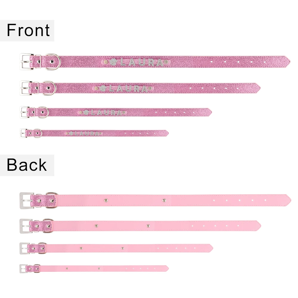 Personalized Dog Collar Leather Rhinestone Bling Charms Custom Pet Dogs Cat Name 3 Personalized Dog Collar Leather Rhinestone Bling Charms Custom Pet Dogs Cat Name 3