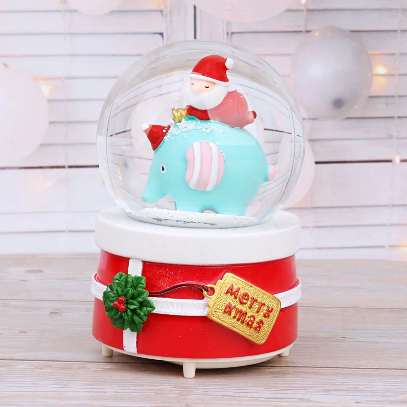 Рождественское украшение орнамент креативный хрустальный шар со снежным столом статуя музыкальная шкатулка Снежинка светильник шар фигурки из смолы