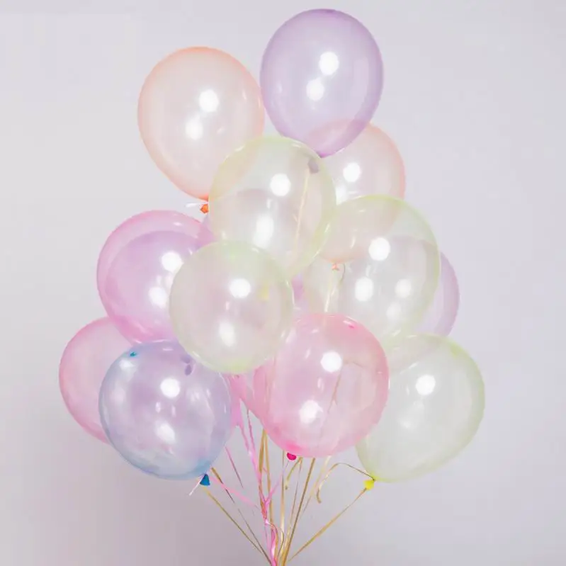 

10pcs Colorful Crystal Balloon 10 inch Round Bobo Transparent Clear Latex Balloons Helium Inflatable balls Wedding Decorations