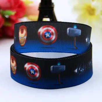 

22mm 25mm 38mm 75mm Ruban satin Avengers Cartoon Character printed Grosgrain Ribbon party decoration 10 Yards X-00653