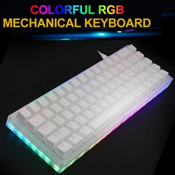 Upgrade 68 Keys RGB Gaming Mechanical Keyboard TYPE-C USB3.1 Wired Keycaps RGB Backlit NKRO Mechanical Keyboards For Office Game 1