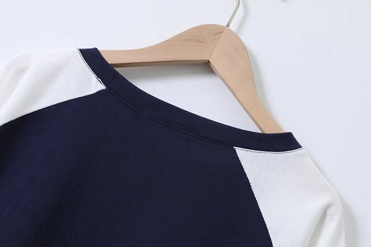 Женская Лоскутная футболка контрастного цвета с сердечком размера плюс 3XL, свободная повседневная футболка с длинным рукавом в синюю, черную, белую полоску, длинная футболка, топы