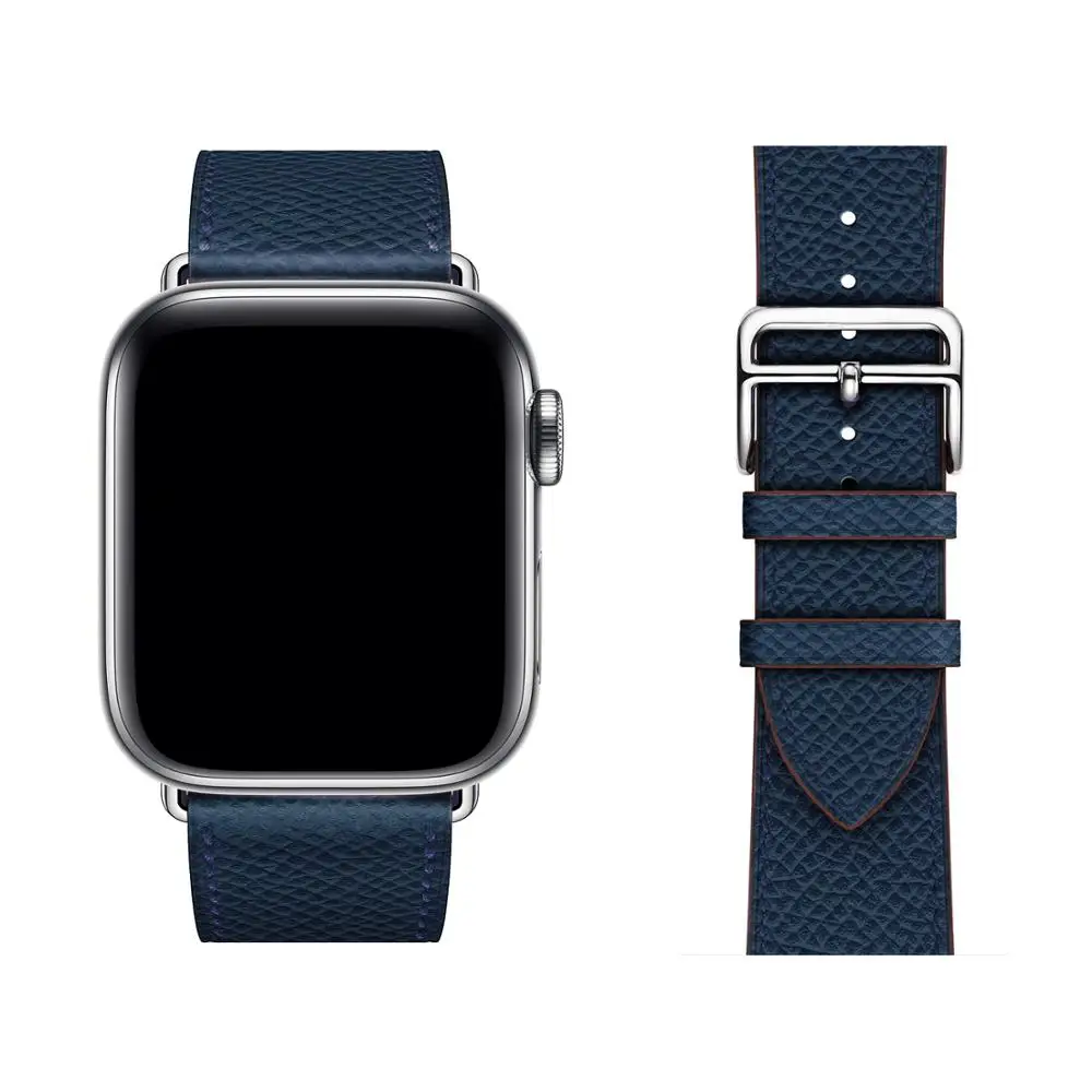 Наручных часов iWatch, ремешок из натуральной кожи сменный ремешок совместим с Apple Watch серии 1/2/3, 42 мм, 38 мм, версия наручных часов iwatch, ремешок Watch series 4 40 мм 44 мм - Цвет ремешка: Navy Blue