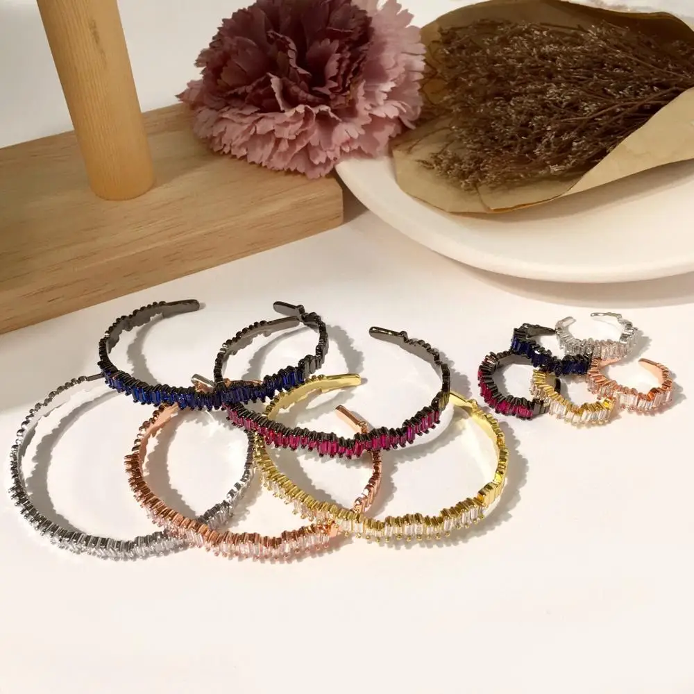 Новинка 2020 модный необычный цветной браслет с цирконием набор колец роскошный