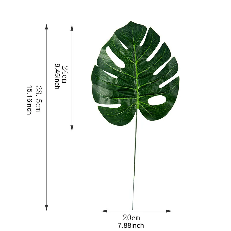 Дешевые пластиковые цветы Искусственные Поддельные монстера Пальмовые Листья зеленые растения Свадебные DIY декорирование лист растений 3 размера