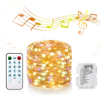 

5M 10M silver Wire Music String lights Holiday lighting Fairy Garland For Christmas Tree Wedding Party Decoration voice control