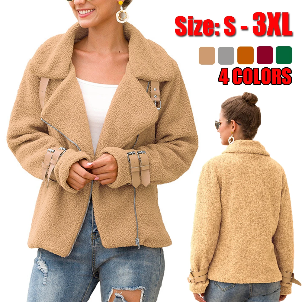 Женское зимнее пальто с отложным воротником однотонное свободное полупальто на