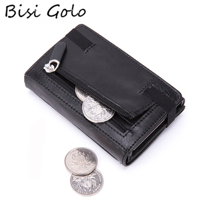 Bisi Goro Aluminum Box Card Holder Men and Women Unisex PU Leather New Arrival Smart Wallet Anti-theft RFID Blocking Case | Багаж и сумки