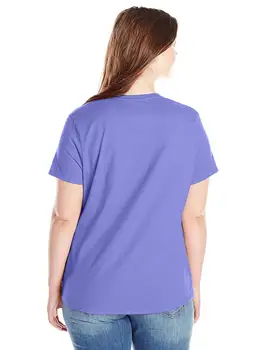 

Women's Plus-Size Short-Sleeve V-Neck T-Shirt Three Quarter Cotton Short