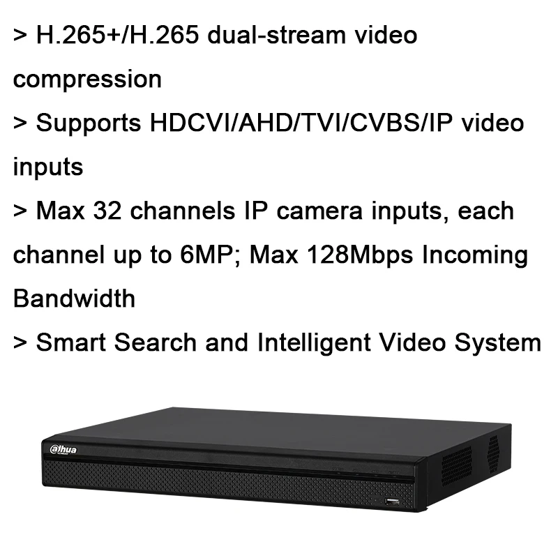 Dahua DH-XVR5232AN-X 32-канальный XVR рекордер H.265+ 1080P цифровой видеорегистратор 32 канала IP входы каждый до 6 Мп Макс 128 Мб