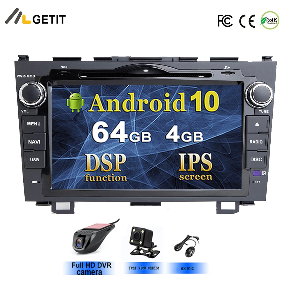 Автомобильный мультимедийный плеер Android 10 DVD для Honda CRV 2006-2011 Wi-Fi BT GPS-навигация