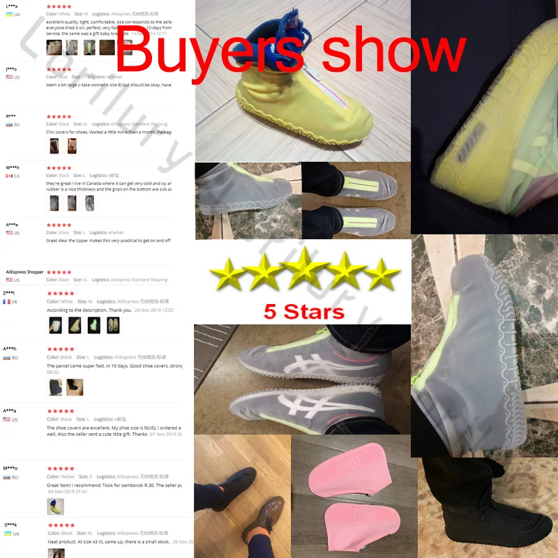 Shoe Covers New Waterproof Shoe Covers Men Reusable Silicone Shoe Cover Zipper Unisex Rubber Covers Women Washable