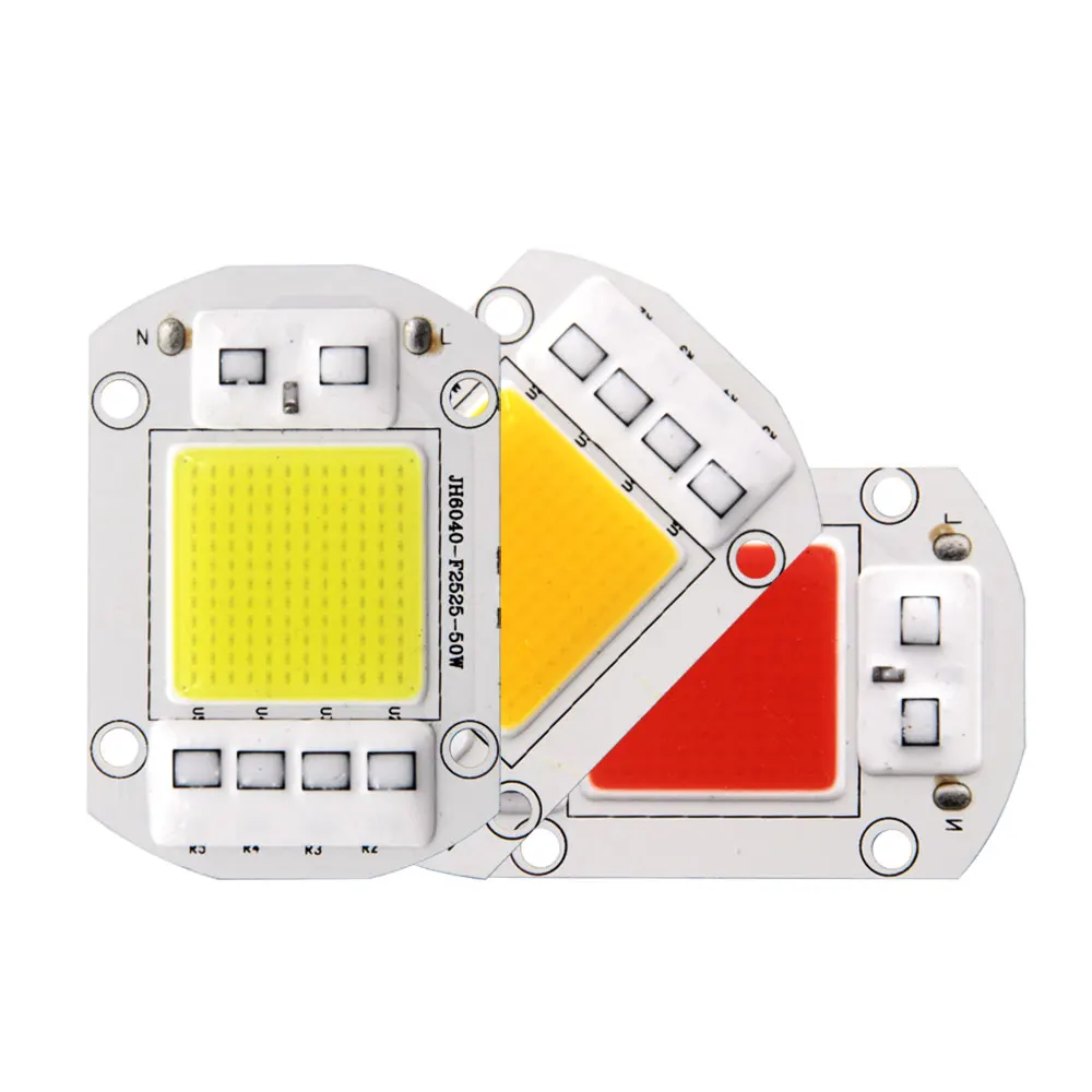 Dropshipping 50pcs 60x40mm 110V 220V Driverless COB LED Bulb Chip 20W 30W 50W for Floodlights Warm Cool White Plant Grow Lamp | Лампы и