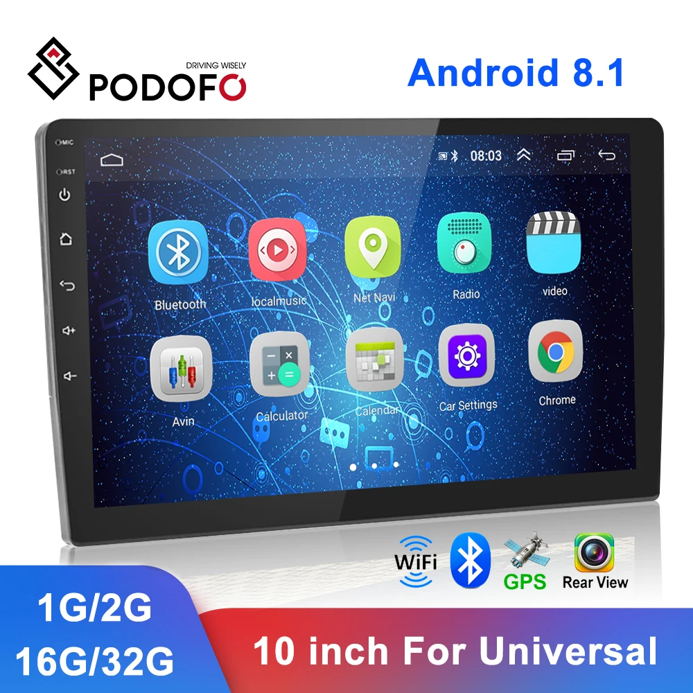 Автомагнитола Podofo универсальная 2 Din Android 10 1 GPS Wi Fi FM Bluetooth|Мультимедиаплеер для